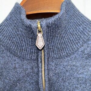 Brooks Brothers 346 DkBlue M 100% Fine Italian Merino Wool 1/4 Zip Sweater*Read*